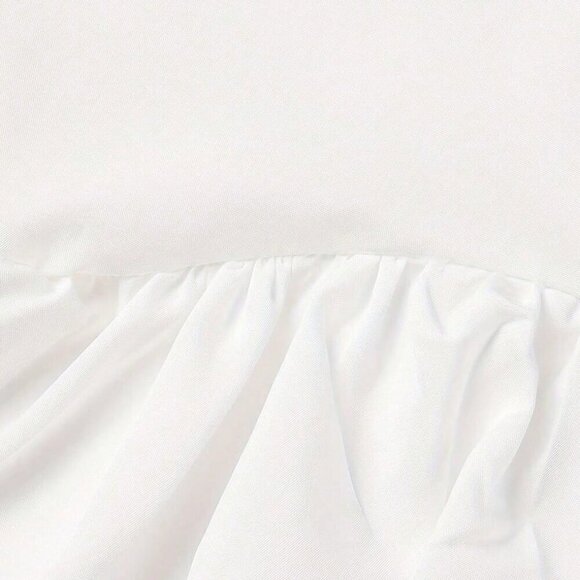 White Boho Women's Solid Ruffle Hem Halter Top - Picture 3 of 3